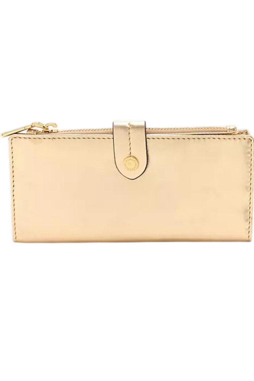 Aimee Kestenberg Power Fold Leather Bifold Wallet Gold Metallic